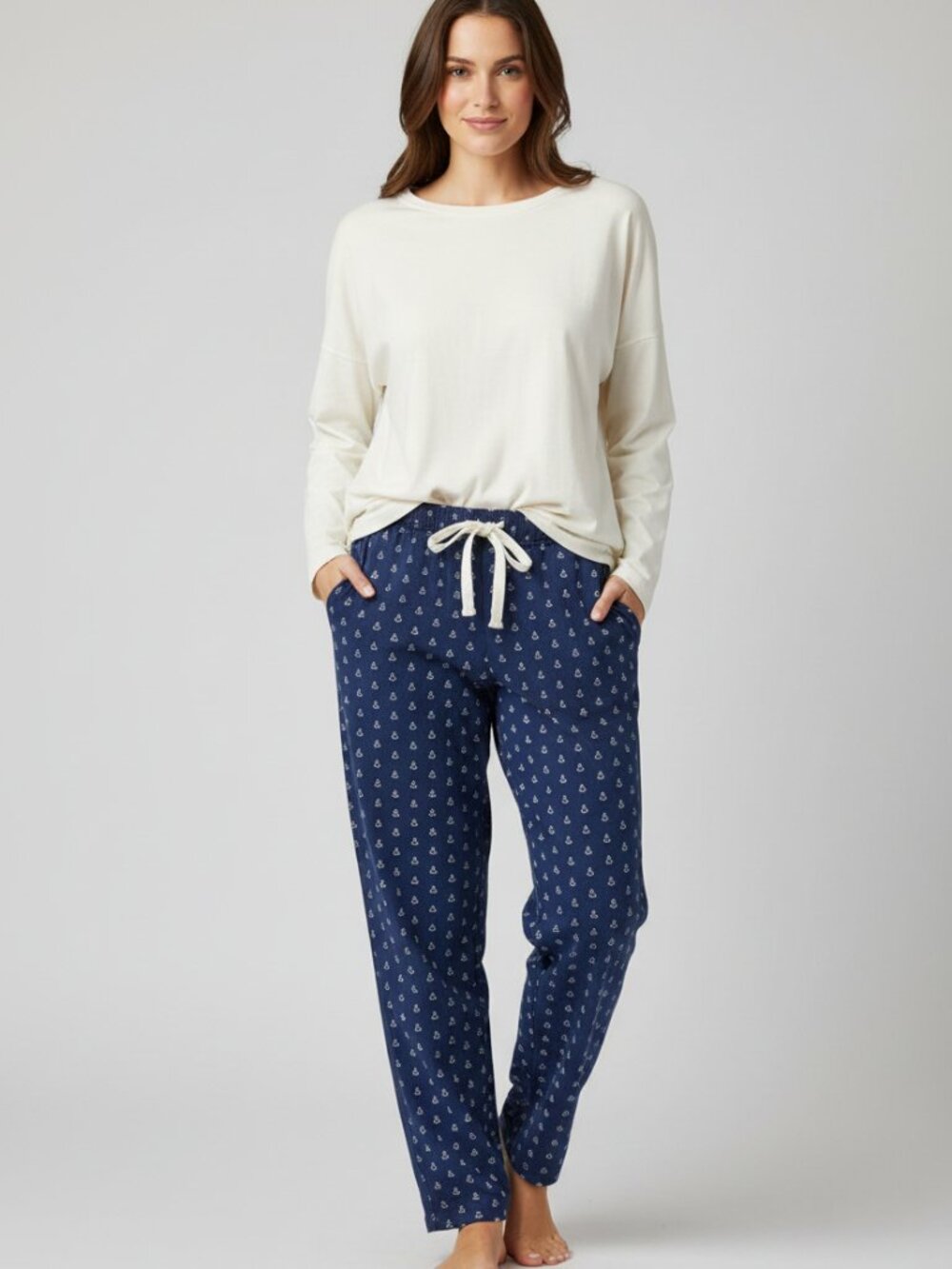 Disney Cruise Line Adult Pajama Pants Navy Blue Anchor Mickey Small